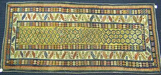Shirvan throw rug, ca. 1910, with mustard field an
