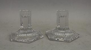 Signed Louis Comfort Tiffany Crystal Candle Sticks