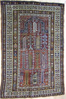 Shirvan prayer rug, ca. 1900, with red mehrab andv