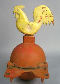 Cast iron rooster mill weight, 19th c., by Hummer,