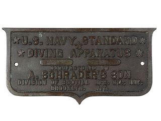 US Navy Diving Apparatus Brass Box Plaque Schrader