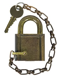 Old US Navy Solid Brass Yale Lock w/ Key & Chain