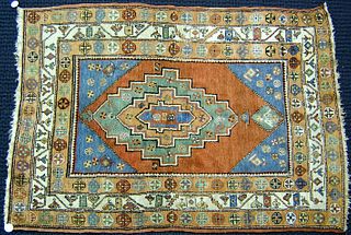 Turkish throw rug, ca. 1940, 6'4" x 4'5".
