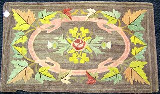 Hooked rug, early 20th c., 4'2" x 2'7".