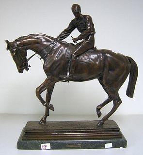 After Bonheur, bronze sculpture of horse and rider