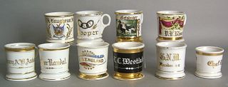 Ten porcelain shaving mugs, early 20th c.