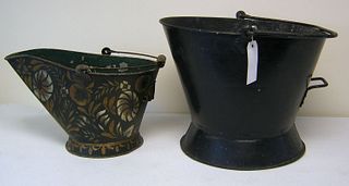 Two painted coal buckets, 19th c.