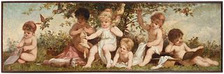A Victorian Allegorical Mural Painting, Sewing