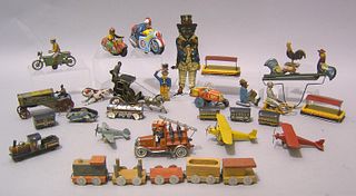 Group of penny toys to include a German motorcycle