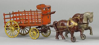 Large cast iron dray wagon, possibly by Scheimer,d