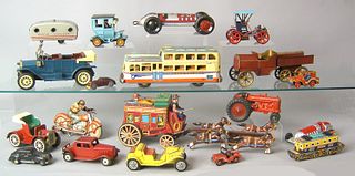 Nineteen automotive toys to include Japanese bus,e