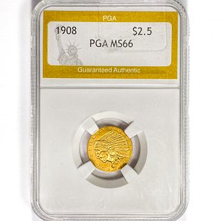 1908 $2.50 Gold Quarter Eagle PGA MS66