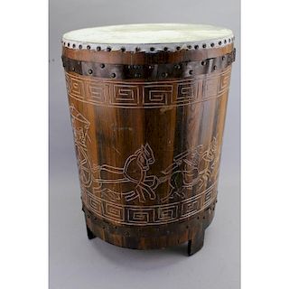 20th C. Carved Drum