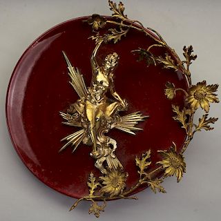 Porcelain Dish w/ Applied Angel/Floral Arrangement