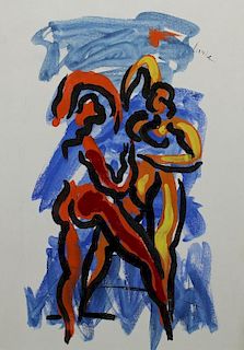 Signed 20th C. Figural Abstract