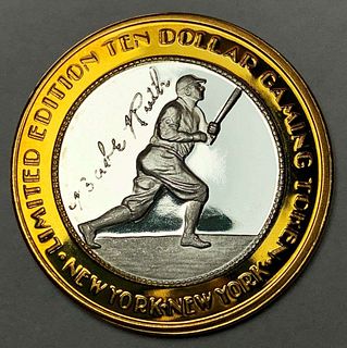 Babe Ruth Limited Edition $10 Silver Gaming Token