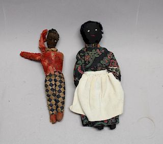 Antique Black Americana Primitive Folk Art Dolls