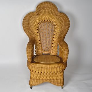 Ornate Peacock Wicker Chair