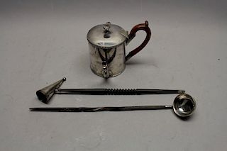 Silverplate Tea Kettle w/ (2) Candle Snuffers