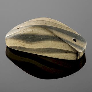 A Striking, Keel-Shaped Banded Slate Gorget, From the Collection of Jan Sorgenfrei, Ohio