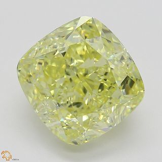 4.38 ct, Natural Fancy Yellow Even Color, VS1, Cushion cut Diamond (GIA Graded), Appraised Value: $138,300 