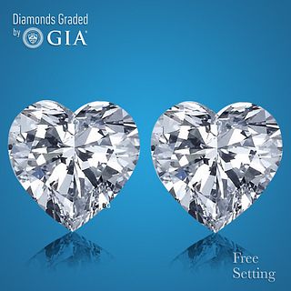 4.02 carat diamond pair, Heart cut Diamonds GIA Graded 1) 2.01 ct, Color H, VVS1 2) 2.01 ct, Color H, VVS2. Appraised Value: $124,300 