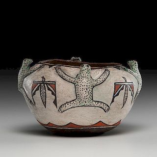 Zuni Polychrome Pottery Frog Jar