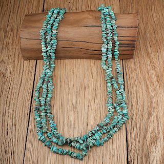 Pueblo Three-Strand Turquoise Necklace