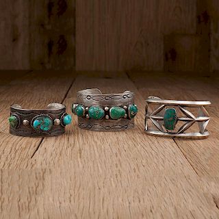 Navajo Silver and Turquoise Bracelets