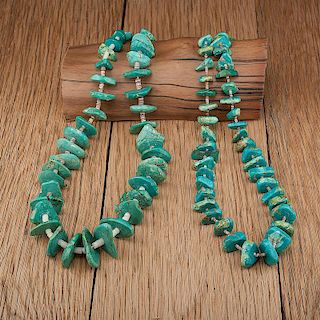 Pueblo Turquoise Nugget and Heishi Necklaces