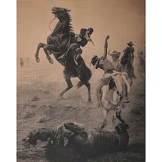 Western Lithographs Dedicated by Charles Schreyvogel (American, 1861-1912)