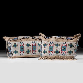 Sioux Beaded Hide Possible Bags, Matched Pair, Exhibited at the Booth Western Art Museum