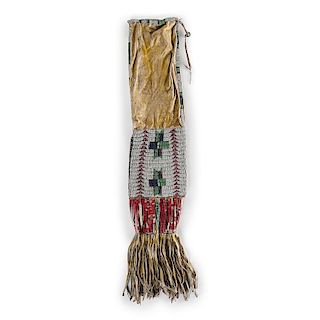 Sioux Beaded Hide Tobacco Bag, Exhibited at the Booth Western Art Museum, Cartersville, Georgia
