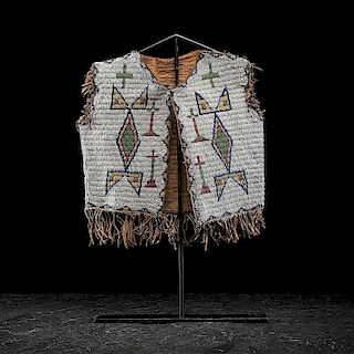 Sioux Child's Beaded Hide Vest with American Flags