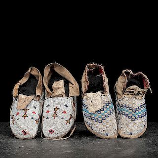 Sioux Beaded Hide Moccasins From the Collection of Jan Sorgenfrei, Ohio