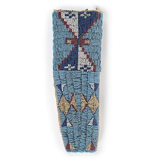 Northern Plains Beaded Hide Knife Sheath, Exhibited at the Booth Western Art Museum, Cartersville, Georgia