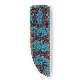 Sioux Beaded Hide Knife Sheath, Exhibited at the Booth Western Art Museum, Cartersville, Georgia