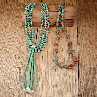 Pueblo Turquoise and Coral Necklaces