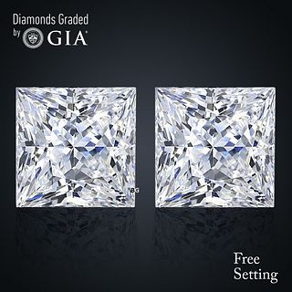 4.03 carat diamond pair, Princess cut Diamonds GIA Graded 1) 2.01 ct, Color E, VS2 2) 2.02 ct, Color E, VS2. Appraised Value: $149,500 