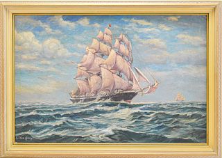 ALFRED ADDY CLIPPER SHIP OIL PAINTING