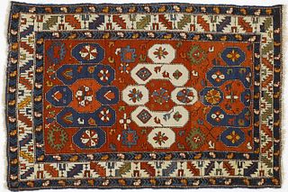 Caucasian throw rug, ca. 1910, with 3 medallions o