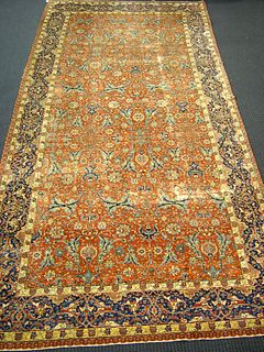 Tabriz long rug, ca. 1920, with overall floral pat