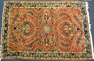 Sarouk throw rug, ca. 1920, with overall floral de