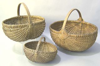 Three oval woven gathering baskets, late 19th c.,i