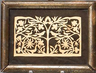 Pennsylvania paper cut-work picture, 19th c., of a
