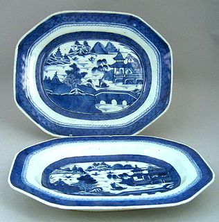 Two Chinese export Canton platters, 19th c., of oc