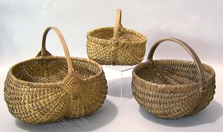 Three oval woven baskets, late 19th c.