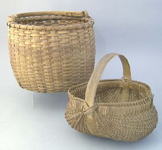 Split oak swing handle gathering basket, ca. 1900,