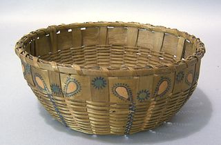 Maine potato stamped basket, ca. 1900, with polych