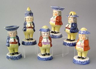 Set of 6 Staffordshire Toby form condiment contain